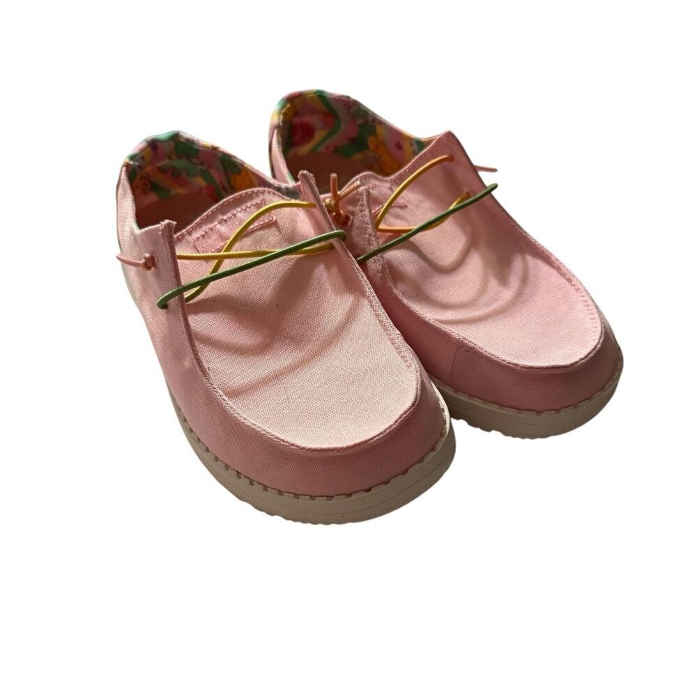 Hey Dude My Little Pony Pink Canvas  W/ Floral Print Lining Lightweight Sz 7